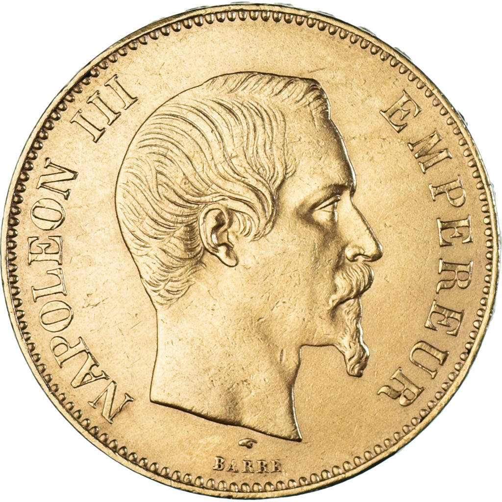 Moneta, Francia, Napoleon III, 100 Francs, 1855, Paris, BB+, Oro, KM:786.1