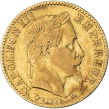 Moneta, Francia, Napoleon III, 10 Francs, 1865, Strasbourg, MB+, Oro, KM:800.2