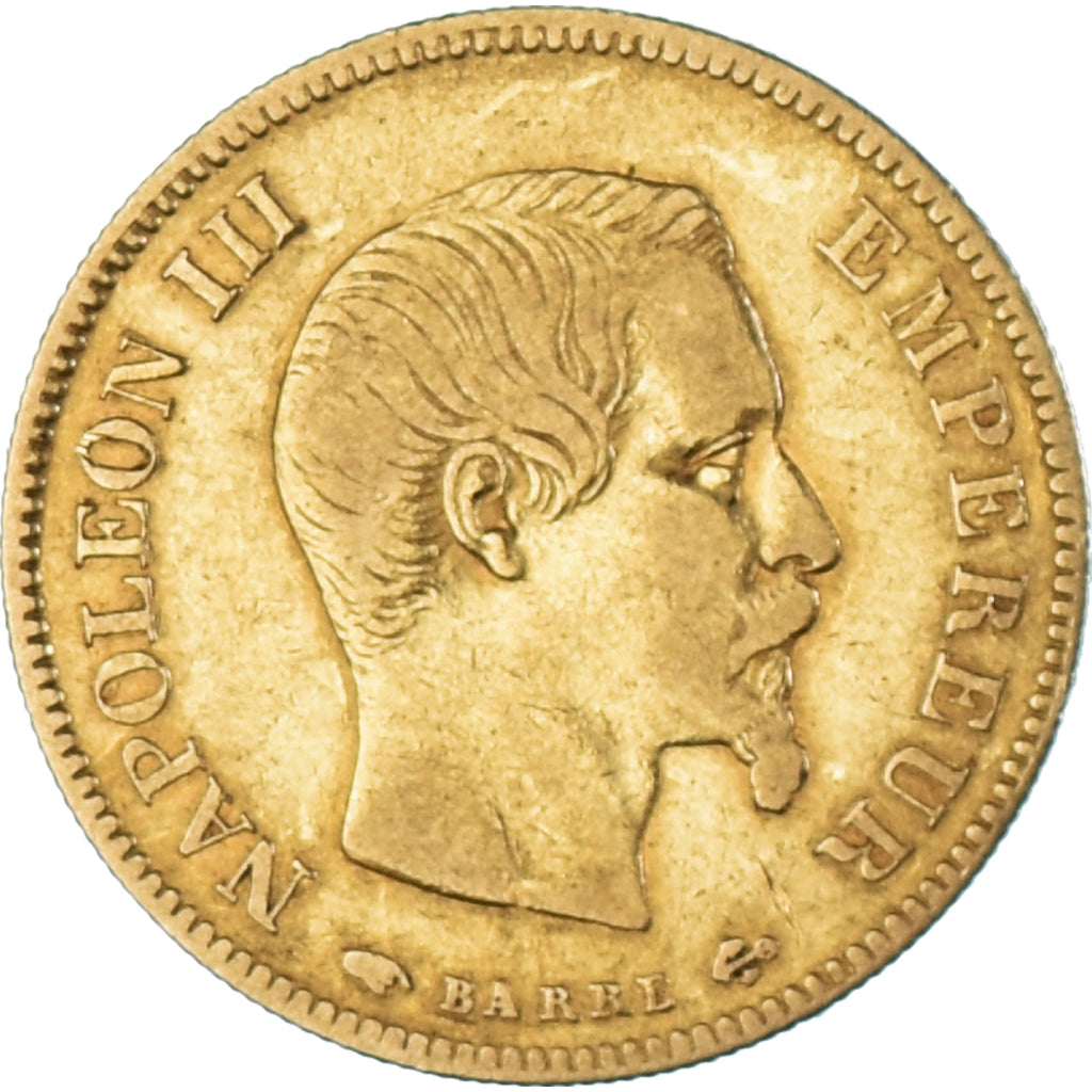 Münze, Frankreich, Napoleon III, 10 Francs, 1855, Paris, S+, Gold, KM:784.3
