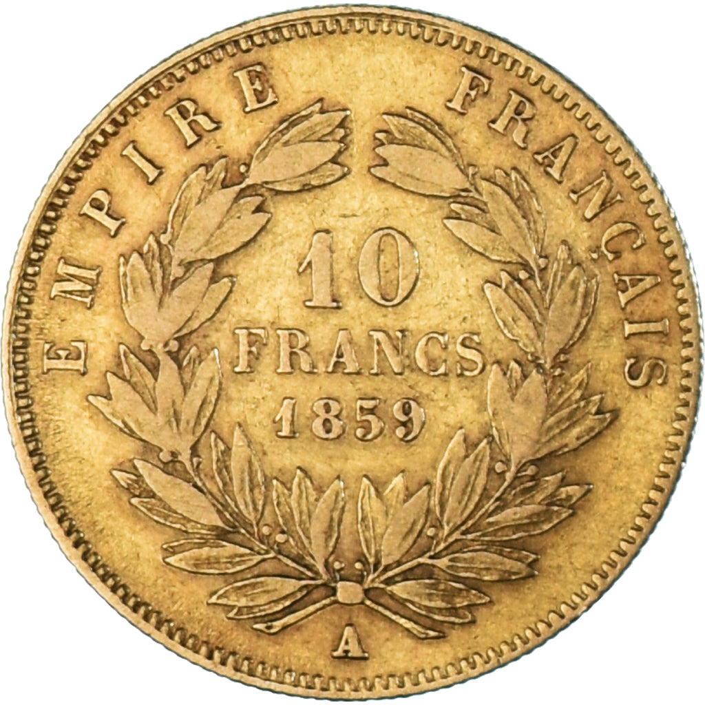 Münze, Frankreich, Napoleon III, 10 Francs, 1859, Paris, S+, Gold, KM:784.3