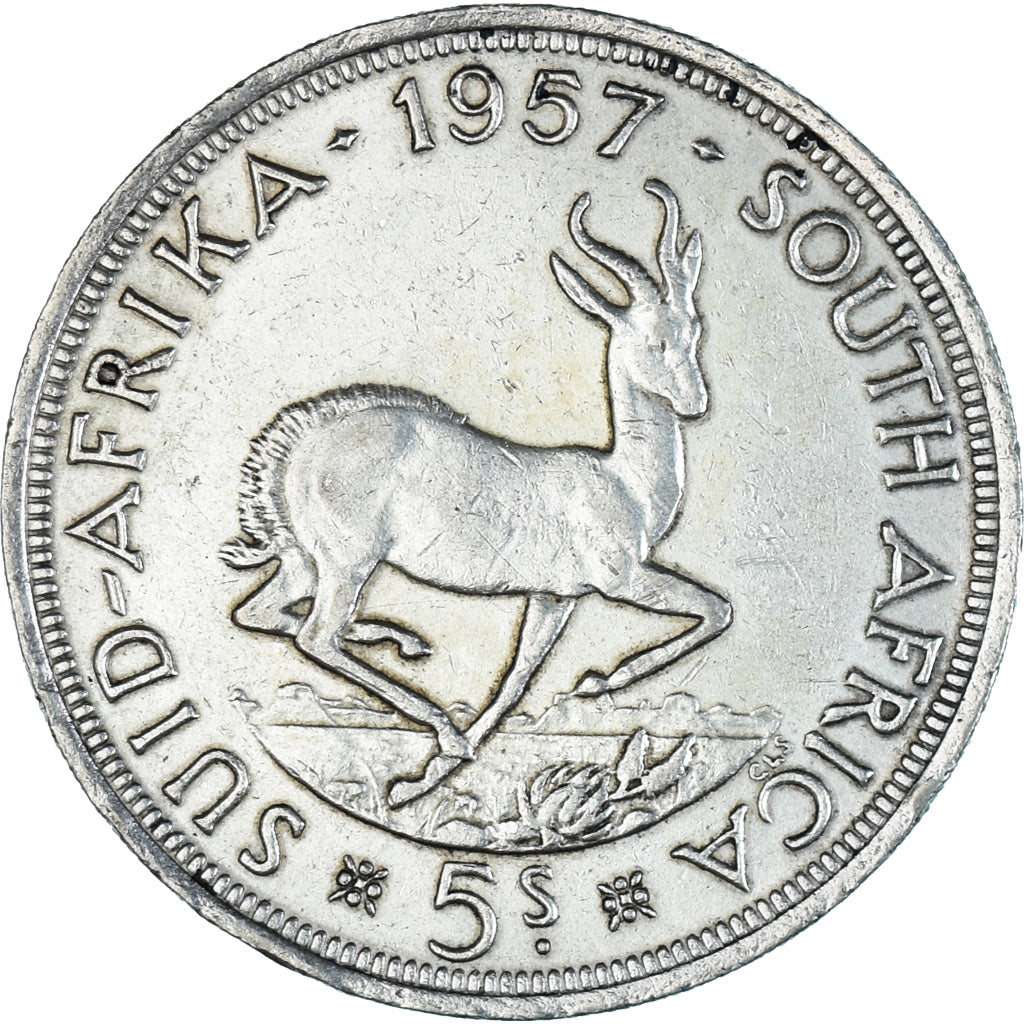 Moneta, Południowa Afryka, Elizabeth II, 5 Shillings, 1957, AU(50-53), Srebro