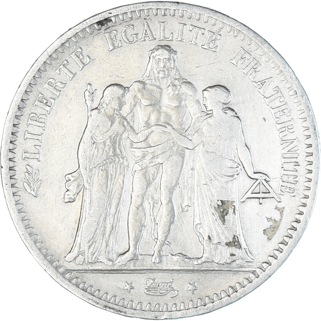Moneta, Francia, Hercule, 5 Francs, 1848, Paris, MB+, Argento, KM:756.1