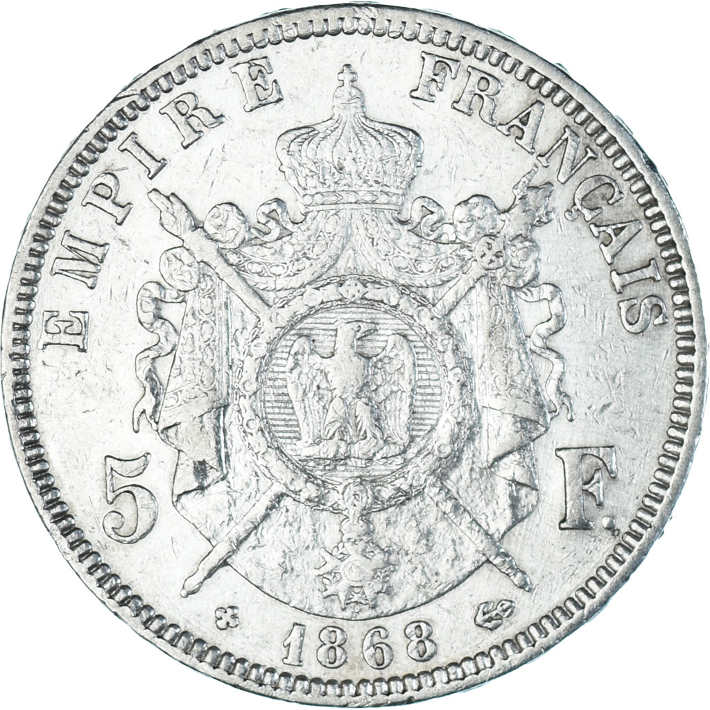 Coin, France, Napoleon III, 5 Francs, 1868, Strasbourg, EF(40-45), Silver