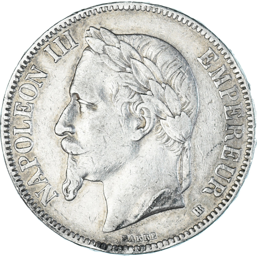 Moneta, Francia, Napoleon III, 5 Francs, 1868, Strasbourg, BB, Argento