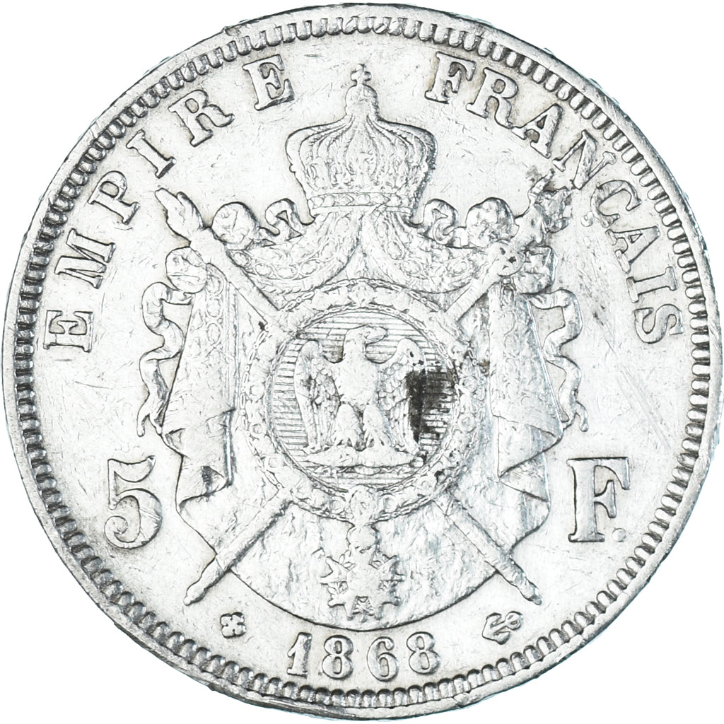 Coin, France, Napoleon III, 5 Francs, 1868, Strasbourg, EF(40-45), Silver