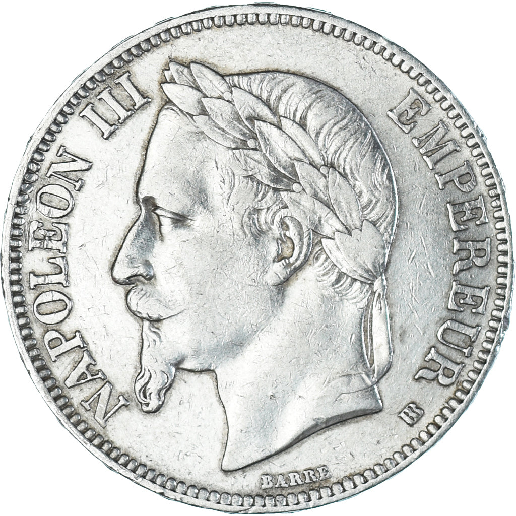 Coin, France, Napoleon III, 5 Francs, 1867, Strasbourg, EF(40-45), Silver