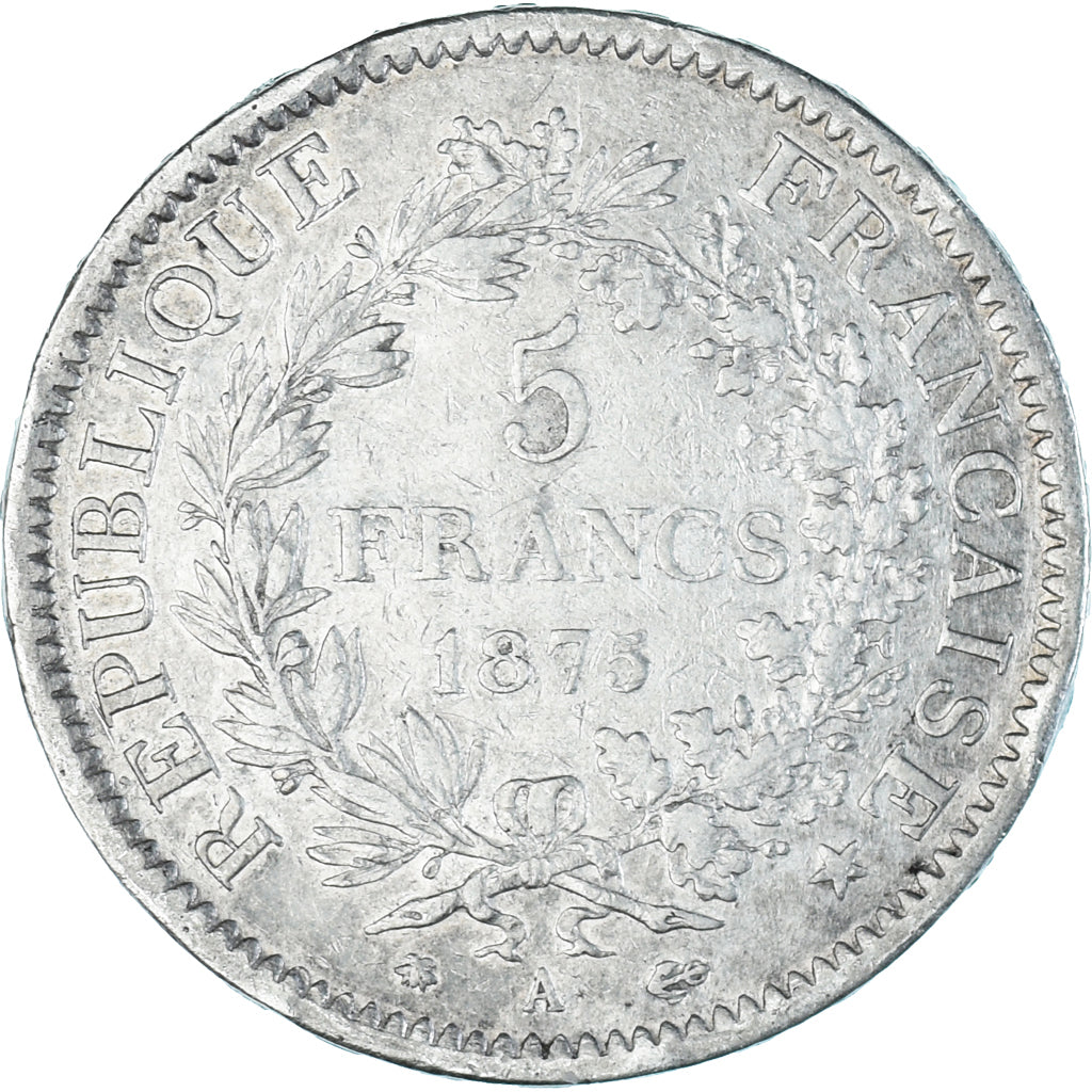 Moneta, Francia, Hercule, 5 Francs, 1875, Paris, MB+, Argento, KM:820.1