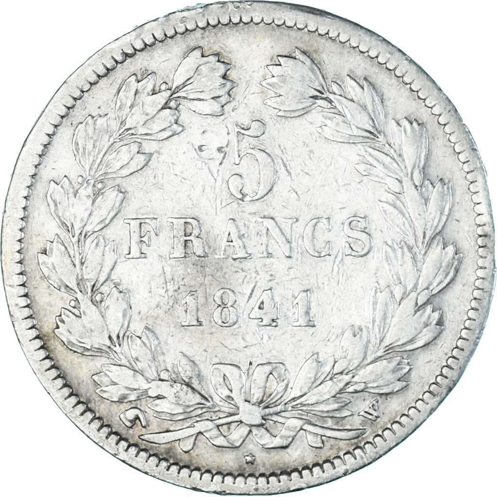 Moneta, Francia, Louis-Philippe, 5 Francs, 1841, Lille, MB+, Argento, KM:749.13