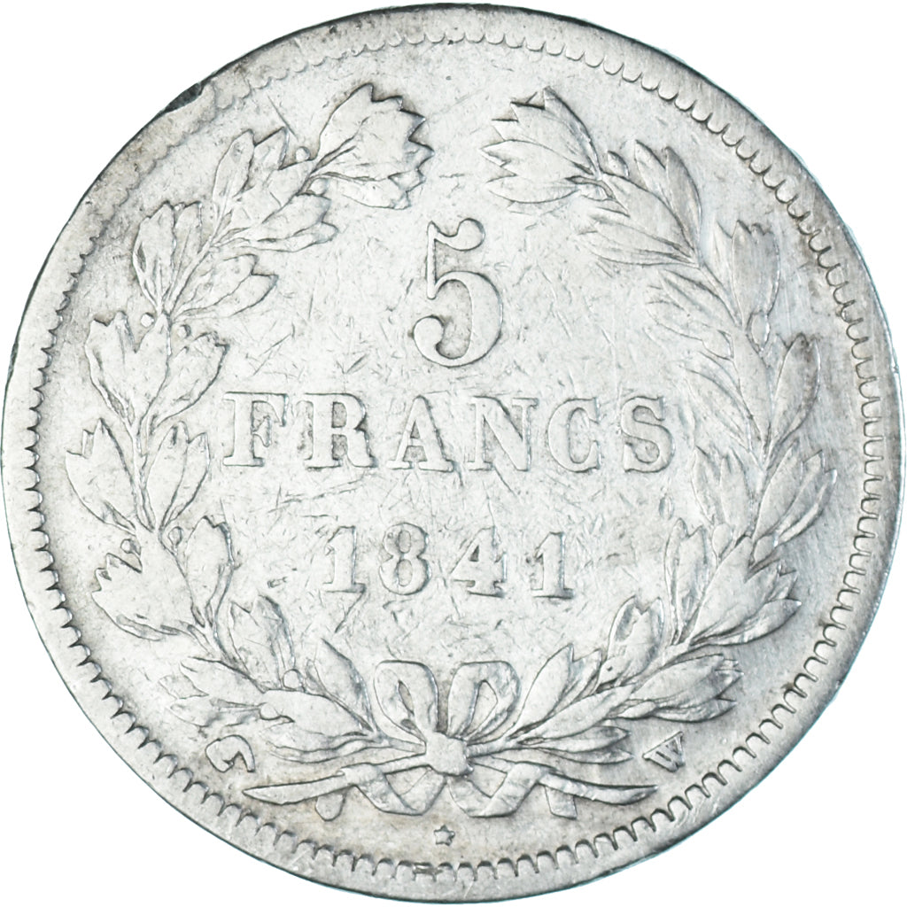Moneta, Francia, Louis-Philippe, 5 Francs, 1841, Lille, MB+, Argento, KM:749.13
