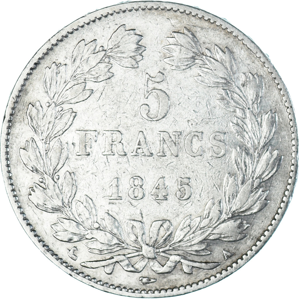 Moneta, Francia, Louis-Philippe, 5 Francs, 1845, Paris, BB, Argento, KM:749.1