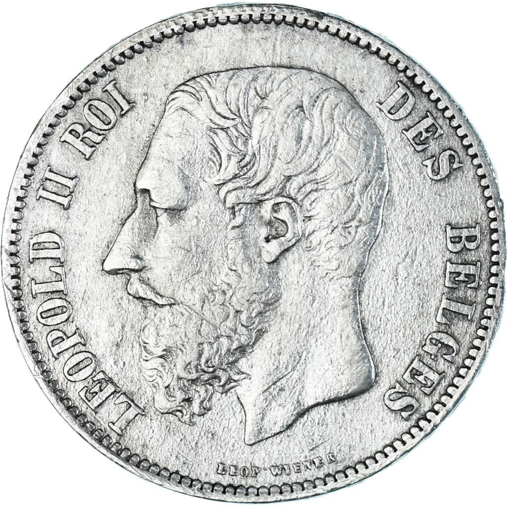 Coin, Belgium, Leopold II, 5 Francs, 5 Frank, 1868, EF(40-45), Silver, KM:24