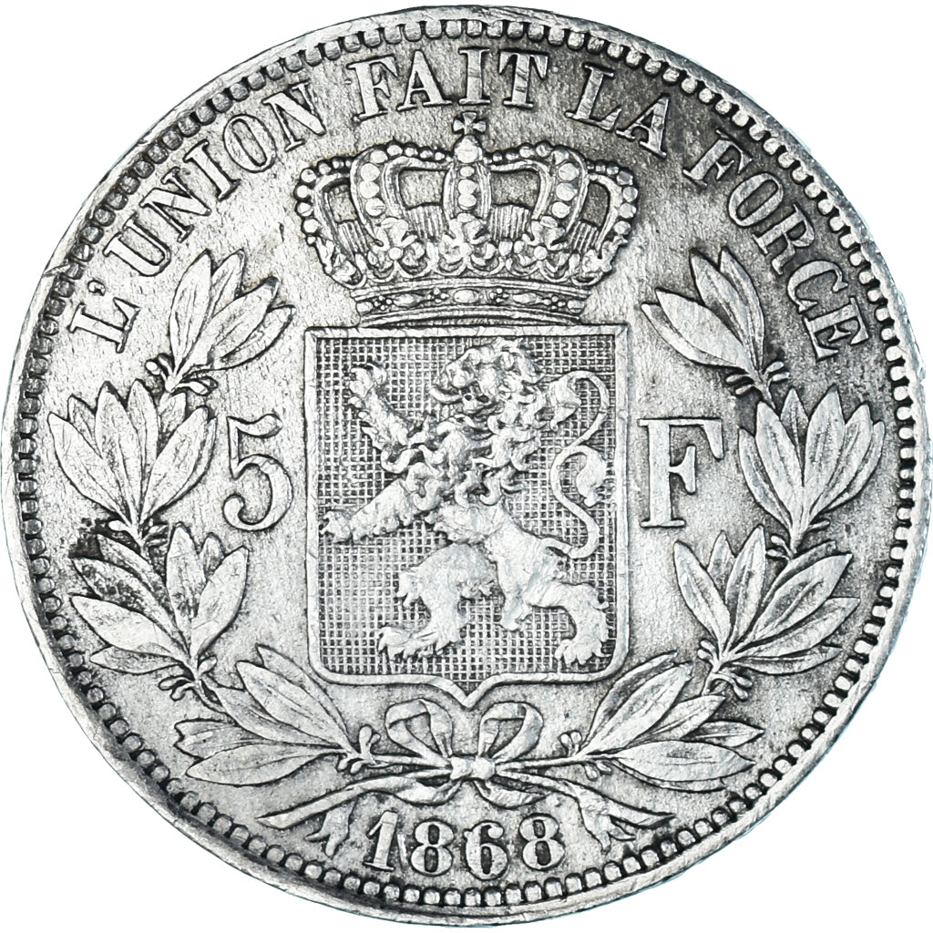 Coin, Belgium, Leopold II, 5 Francs, 5 Frank, 1868, EF(40-45), Silver, KM:24