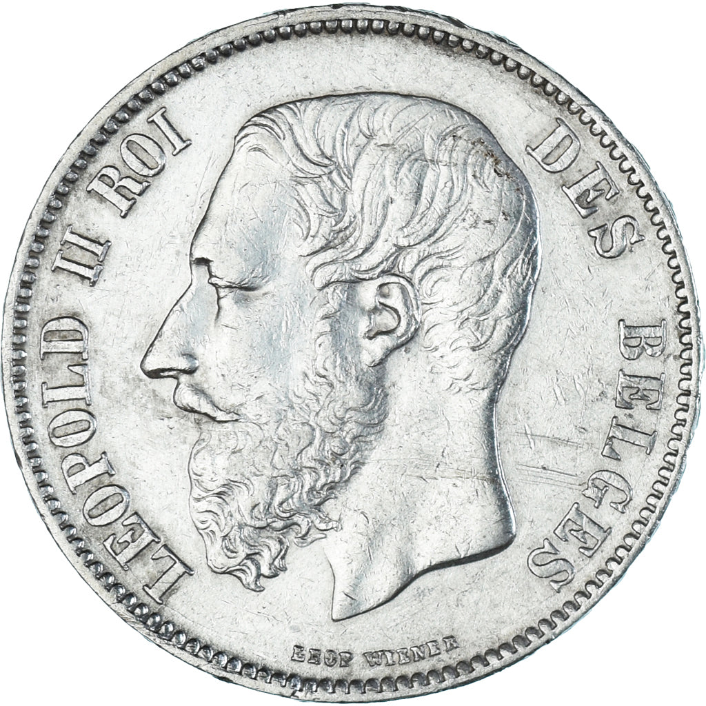 Coin, Belgium, Leopold II, 5 Francs, 5 Frank, 1869, EF(40-45), Silver, KM:24