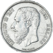 Coin, Belgium, Leopold II, 5 Francs, 5 Frank, 1869, EF(40-45), Silver, KM:24