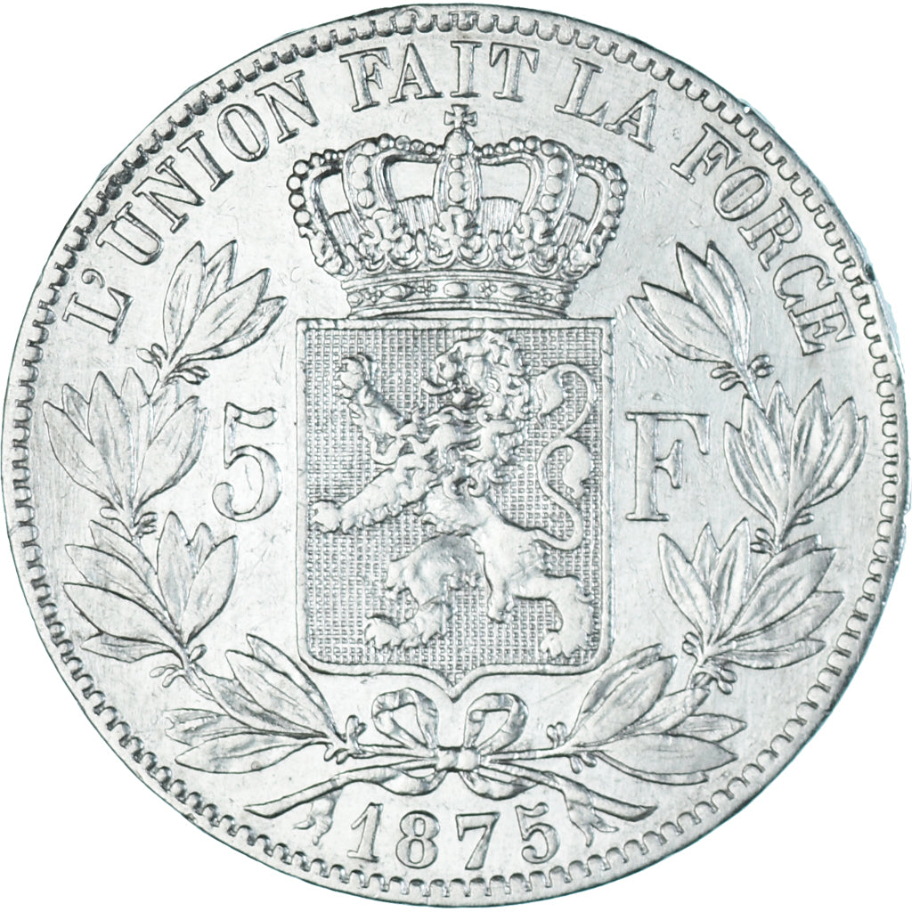 Coin, Belgium, Leopold II, 5 Francs, 5 Frank, 1875, EF(40-45), Silver, KM:24