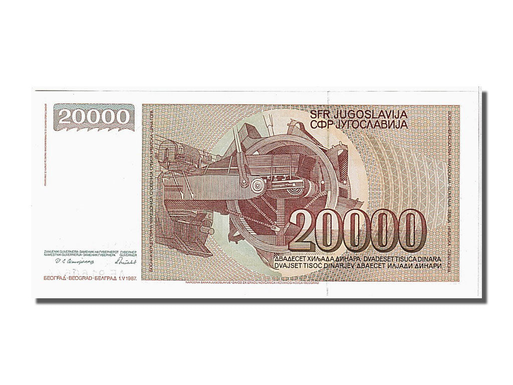 Yugoslavia, 20,000 Dinara, 1987, KM #95, 1987-05-01, UNC(65-70), 9160544