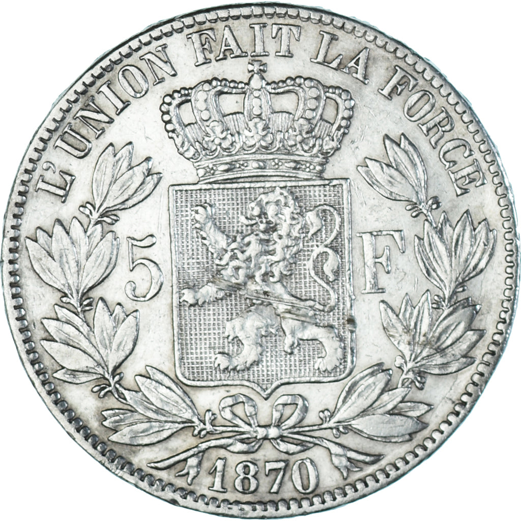 Coin, Belgium, Leopold II, 5 Francs, 5 Frank, 1870, EF(40-45), Silver, KM:24