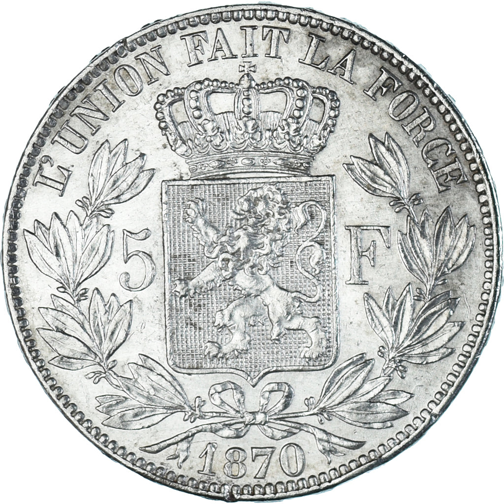 Coin, Belgium, Leopold II, 5 Francs, 5 Frank, 1870, EF(40-45), Silver, KM:24