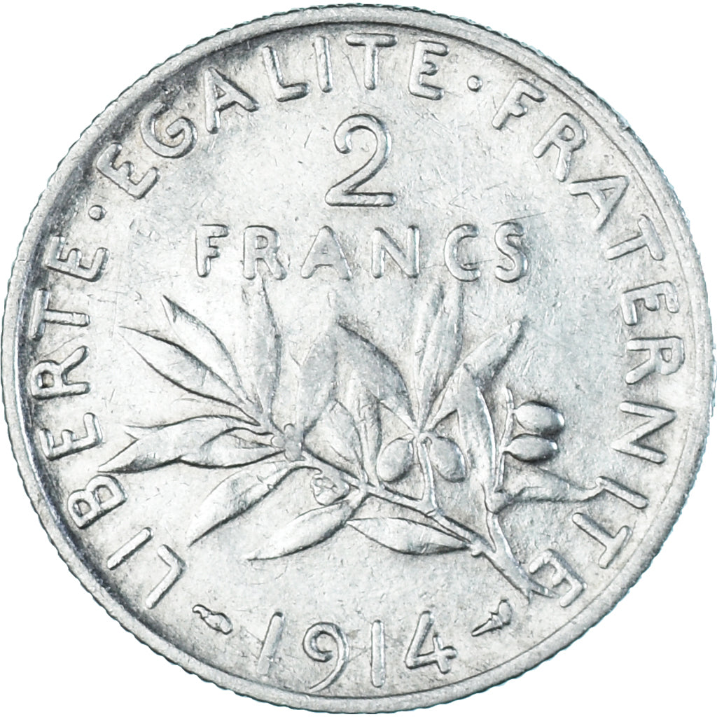 Moneta, Francia, Semeuse, 2 Francs, 1914, Paris, BB, Argento, KM:845.1