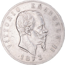 Munten, Italië, Vittorio Emanuele II, 5 Lire, 1873, Milan, ZF, Zilver, KM:8.3
