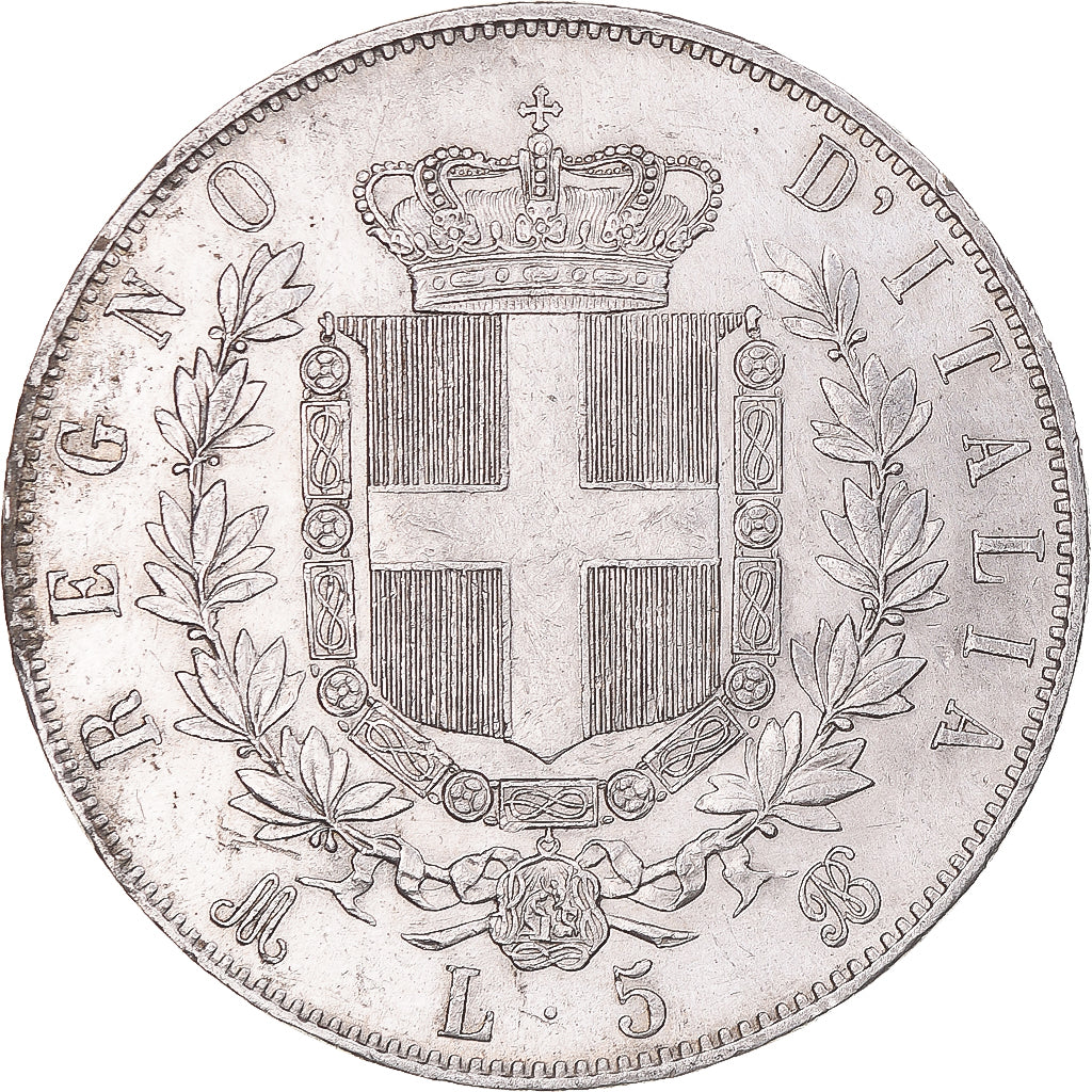Coin, Italy, Vittorio Emanuele II, 5 Lire, 1872, Milan, AU(50-53), Silver