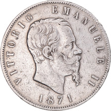 Monnaie, Italie, Vittorio Emanuele II, 5 Lire, 1871, Milan, TB+, Argent, KM:8.3