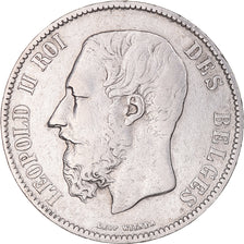 Münze, Belgien, Leopold II, 5 Francs, 5 Frank, 1872, S+, Silber, KM:24