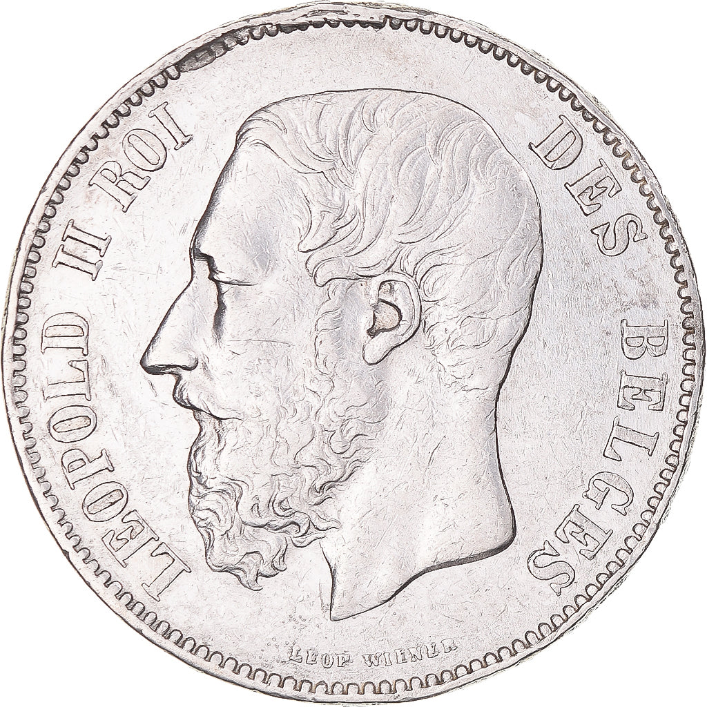 Moneta, Belgio, Leopold II, 5 Francs, 5 Frank, 1873, BB, Argento, KM:24