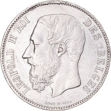 Moneta, Belgio, Leopold II, 5 Francs, 5 Frank, 1873, BB, Argento, KM:24