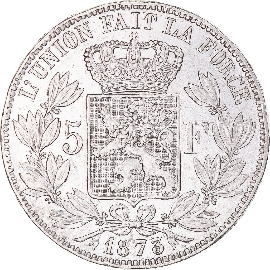 Moneta, Belgio, Leopold II, 5 Francs, 5 Frank, 1873, BB, Argento, KM:24