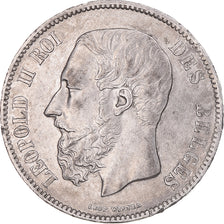 Munten, België, Leopold II, 5 Francs, 5 Frank, 1871, ZF+, Zilver, KM:24
