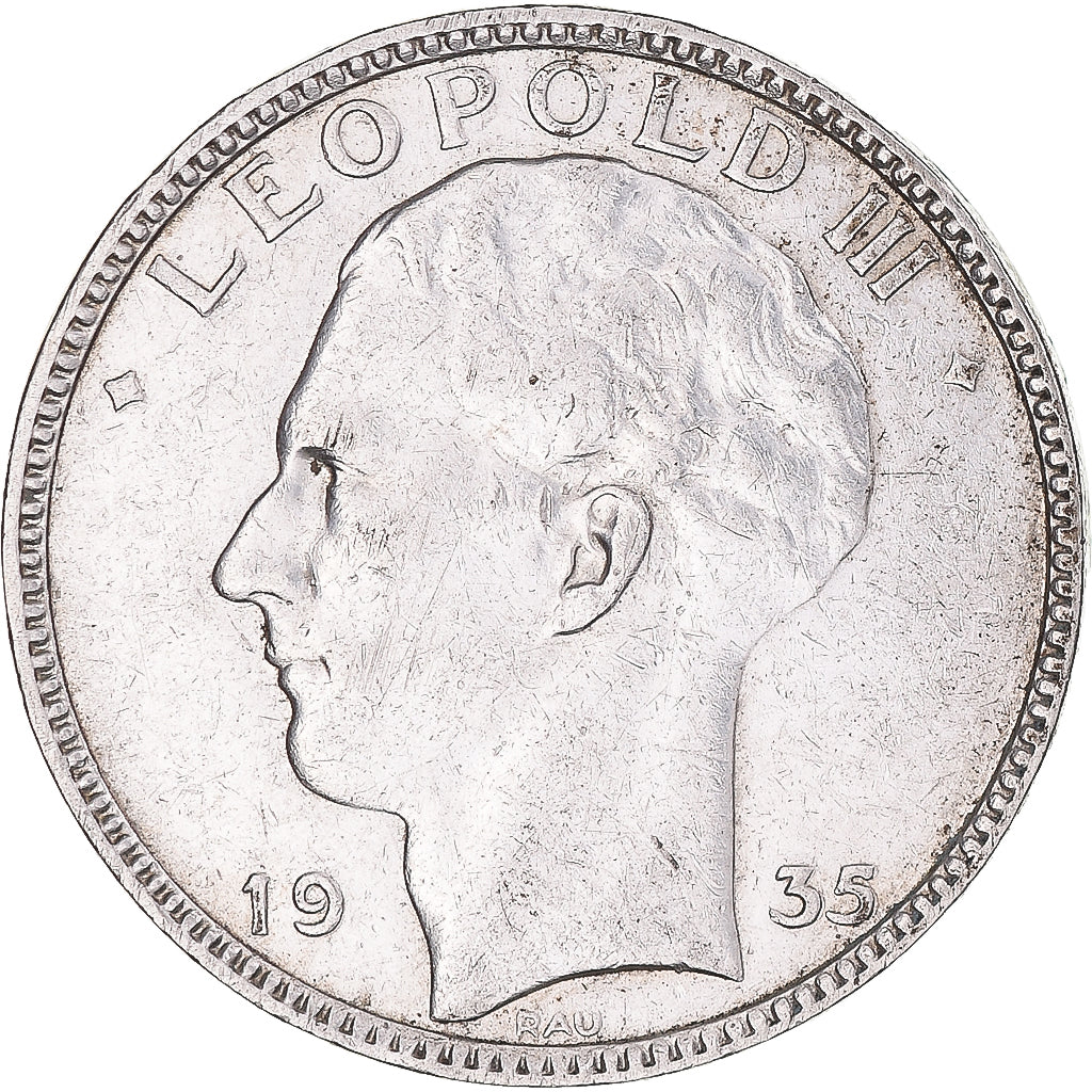 Coin, Belgium, Leopold III, 20 Francs, 20 Frank, 1935, EF(40-45), Silver, KM:105