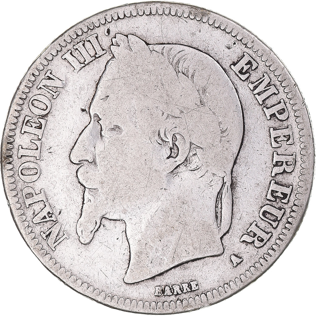 Moneda, Francia, Napoleon III, 2 Francs, 1968, Paris, BC, Plata, KM:807.1