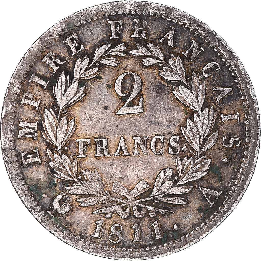 Moneda, Francia, Napoléon I, 2 Francs, 1811, Paris, MBC, Plata, KM:693.1
