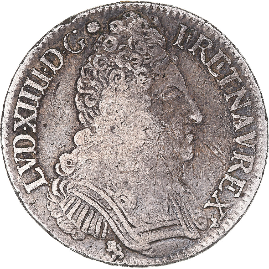 Moneta, Francia, Louis XIV, Écu aux 3 couronnes, Ecu, 1709, Rennes, MB+