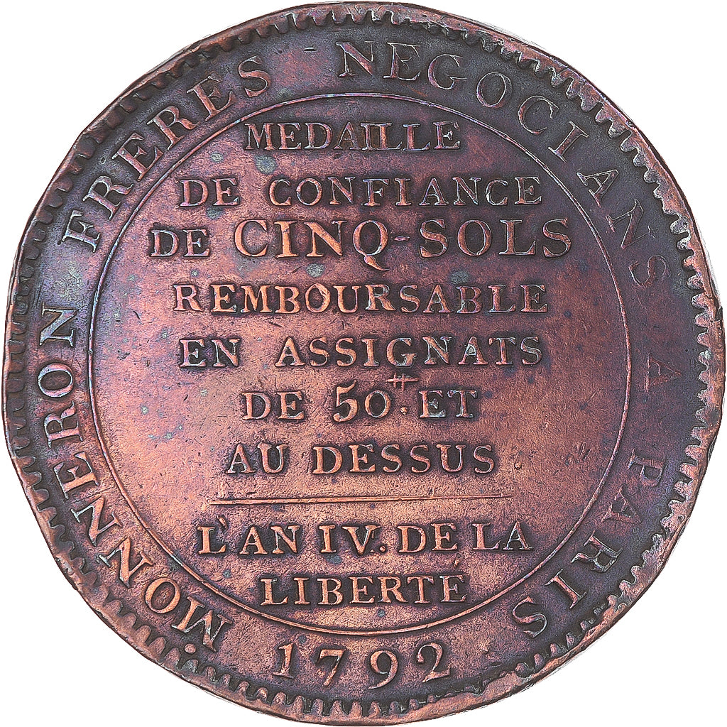 Monnaie, France, Monneron, 5 Sols, 1792, Birmingham, TTB, Bronze, KM:Tn31