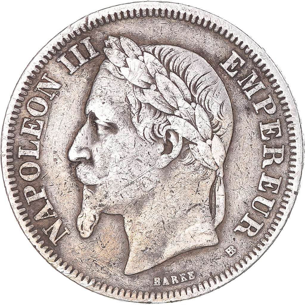 Moneta, Francja, Napoleon III, 2 Francs, 1869, Strasbourg, VF(30-35), Srebro