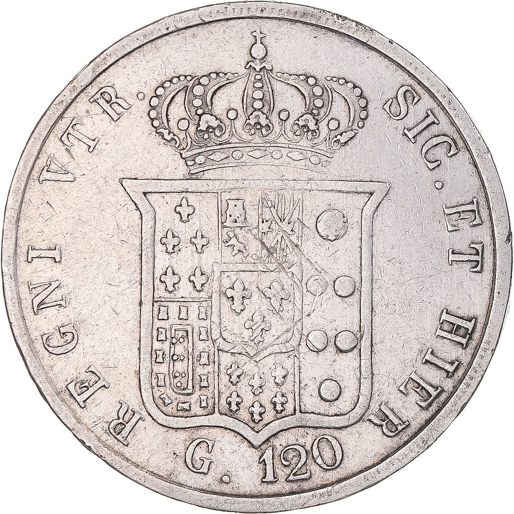 Munten, Italiaanse staten, NAPLES, Ferdinando II, 120 Grana, 1857, Naples, FR+
