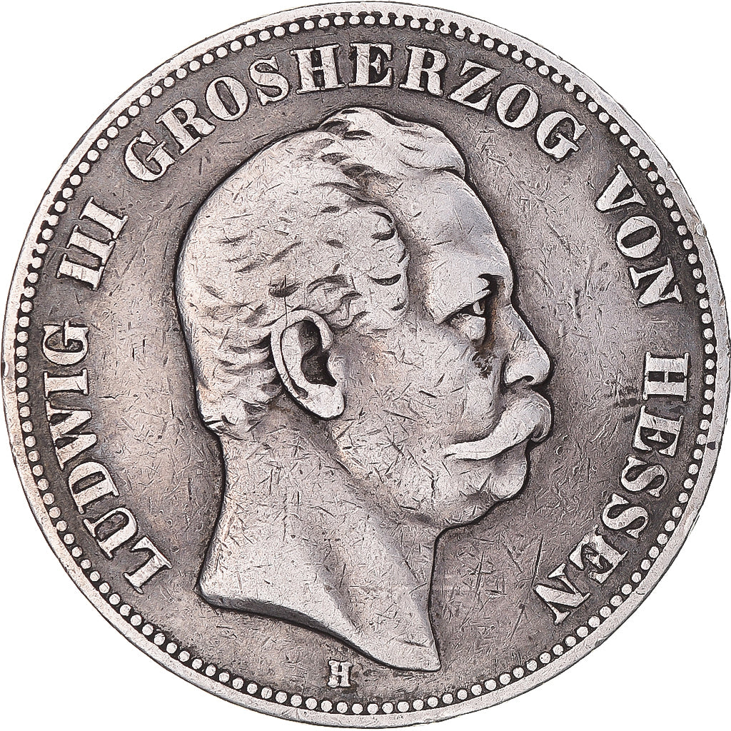 Munten, Duitse staten, HESSE-DARMSTADT, Ludwig III, 5 Mark, 1876, Darmstadt