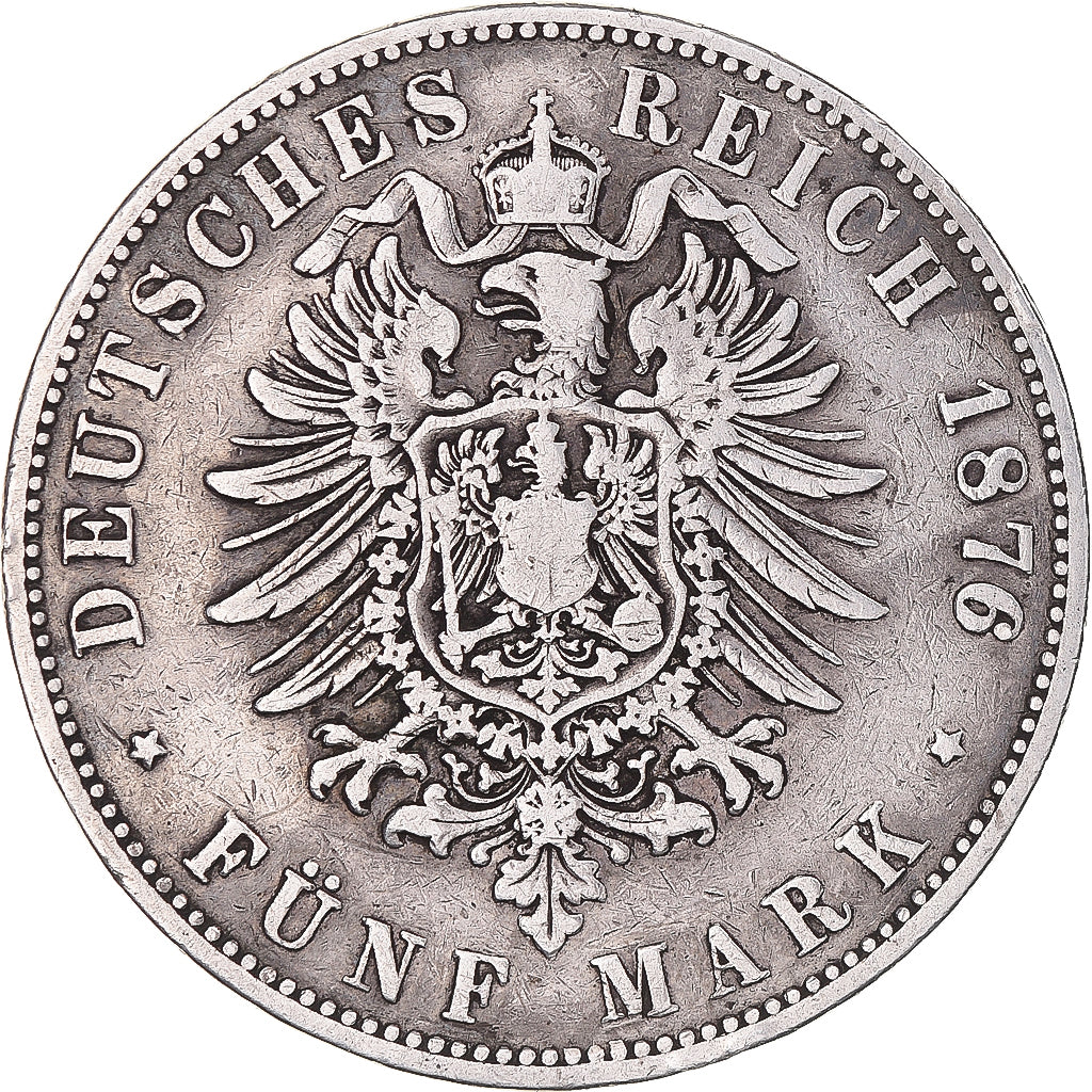 Munten, Duitse staten, HESSE-DARMSTADT, Ludwig III, 5 Mark, 1876, Darmstadt
