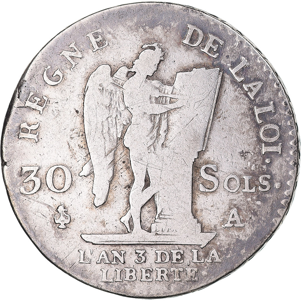 Moeda, França, Louis XVI, 30 sols françois, 30 Sols, 1791, Paris, VF(30-35)