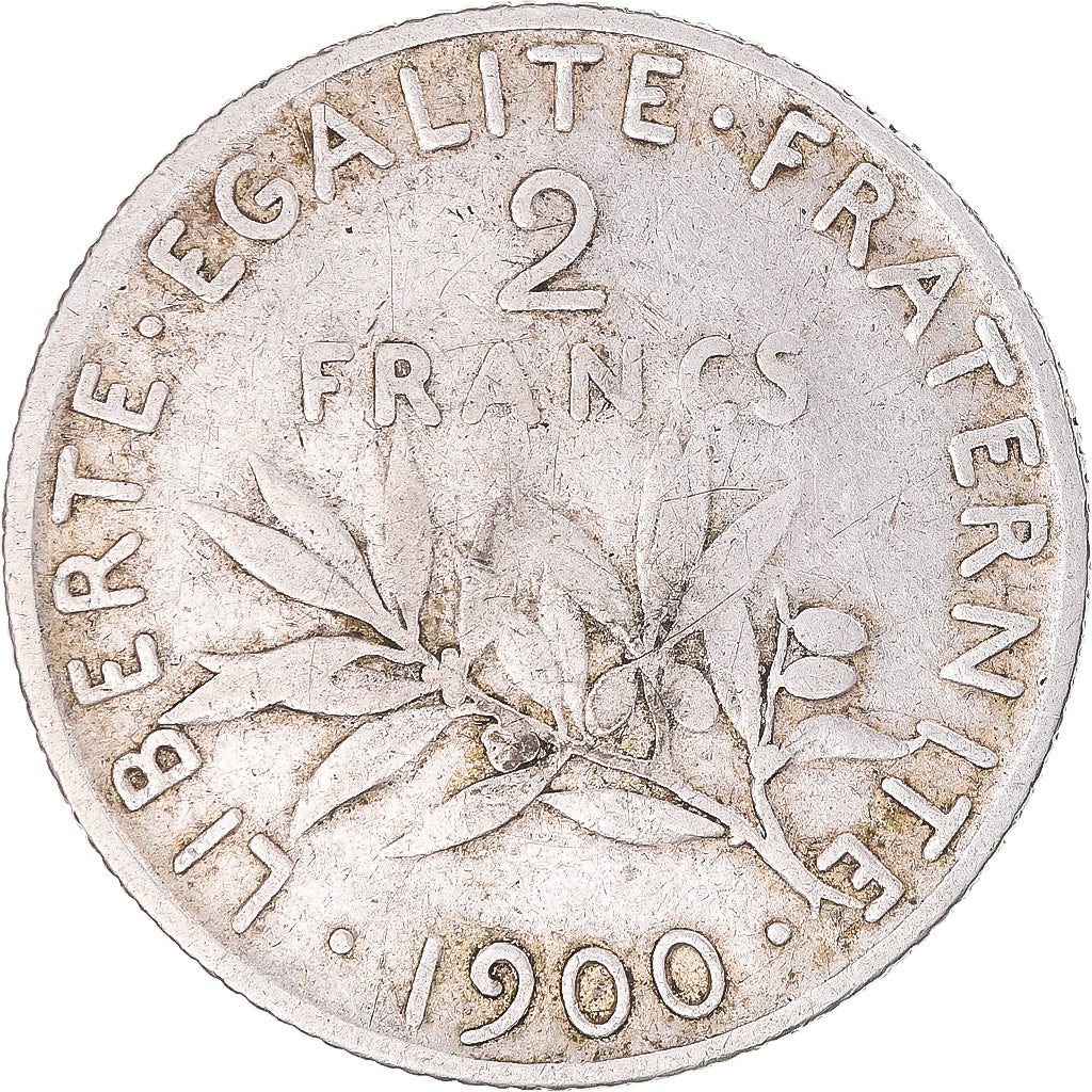 Moneta, Francja, Semeuse, 2 Francs, 1900, Paris, VF(30-35), Srebro, KM:845.1