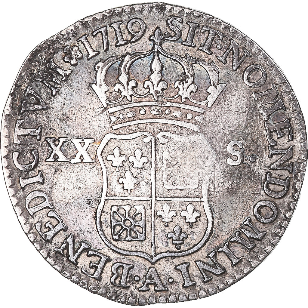 Munten, Frankrijk, Louis XV, 1/6 Écu (XX – S) de France-Navarre, 20 Sols, 1/6