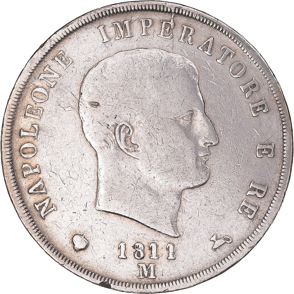 Munten, Italiaanse staten, KINGDOM OF NAPOLEON, Napoleon I, 5 Lire, 1811, Milan