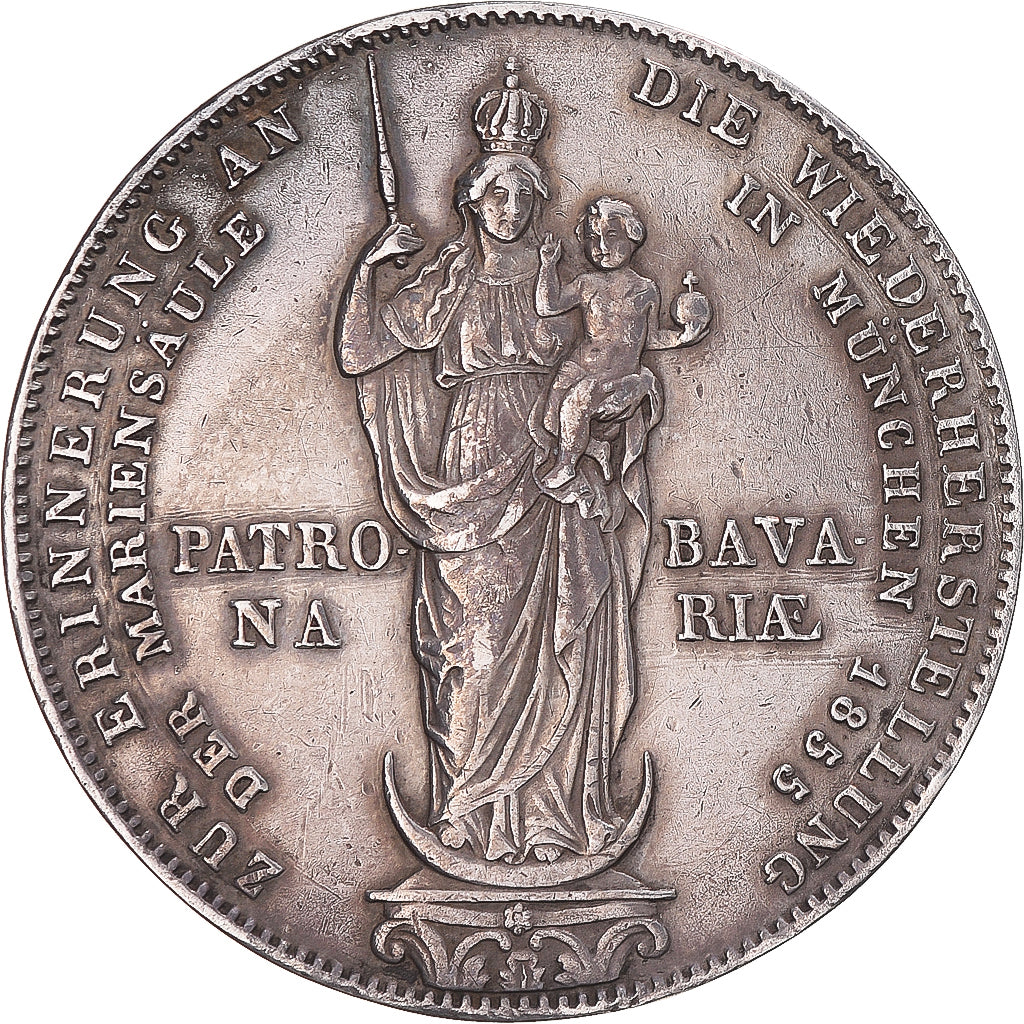 Moneda, Estados alemanes, BAVARIA, Maximilian II, 2 Gulden, 1855, Munich, MBC+