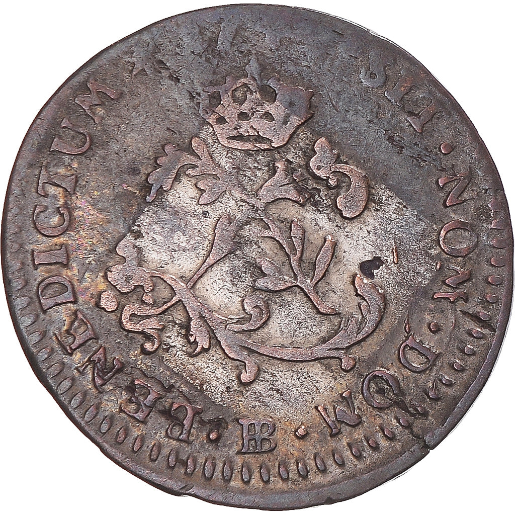 Moneda, Francia, Louis XV, Double sol (2 sous) en billon, 2 Sols, 1744
