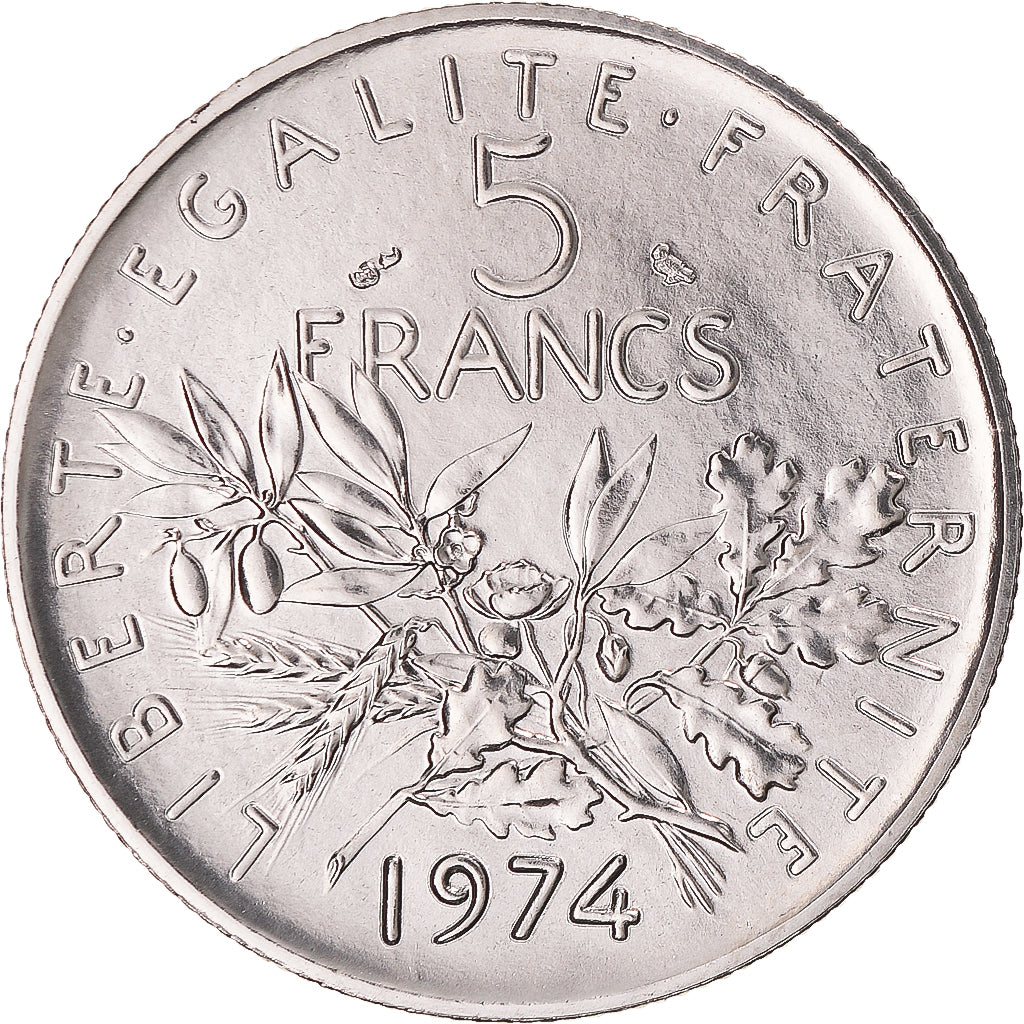 Coin, France, Semeuse, 5 Francs, 1974, Paris, MS(65-70), Nickel Clad