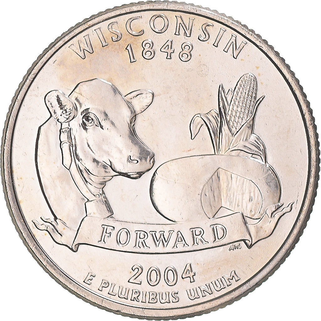 Coin, United States, Wisconsin, Quarter, 2004, U.S. Mint, Denver, MS(65-70)