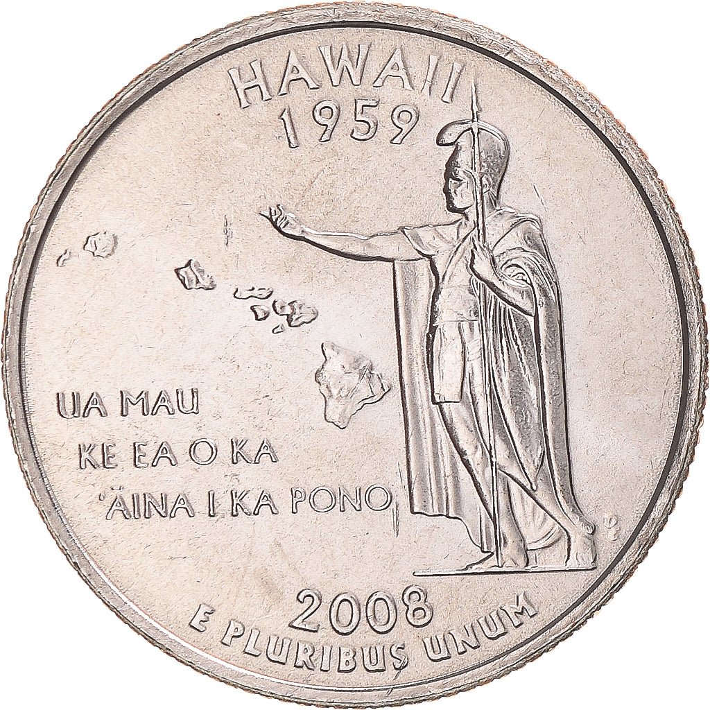 Moneta, Stati Uniti, Hawaii, Quarter, 2008, U.S. Mint, Denver, FDC, Rame