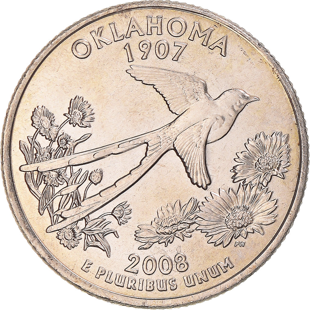 Moneta, Stati Uniti, Oklahoma, Quarter, 2008, U.S. Mint, Philadelphia, FDC, Rame